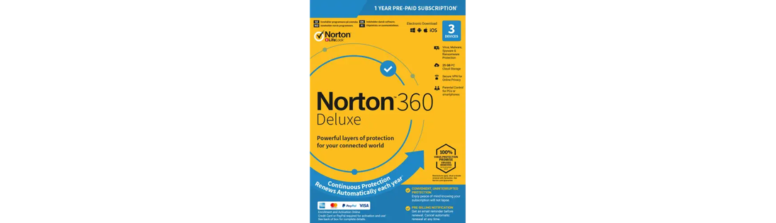 Norton 360 Deluxe – 1-Year / 3-Device – UK/Europe