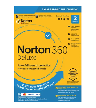 Norton 360 Deluxe – 1-Year / 3-Device – UK/Europe