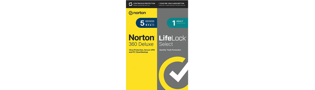 Norton 360 Deluxe with LifeLock Select – 1-Year / 5-Device – USA
